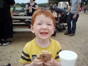 Enjoying a doughnut from Afton Apple