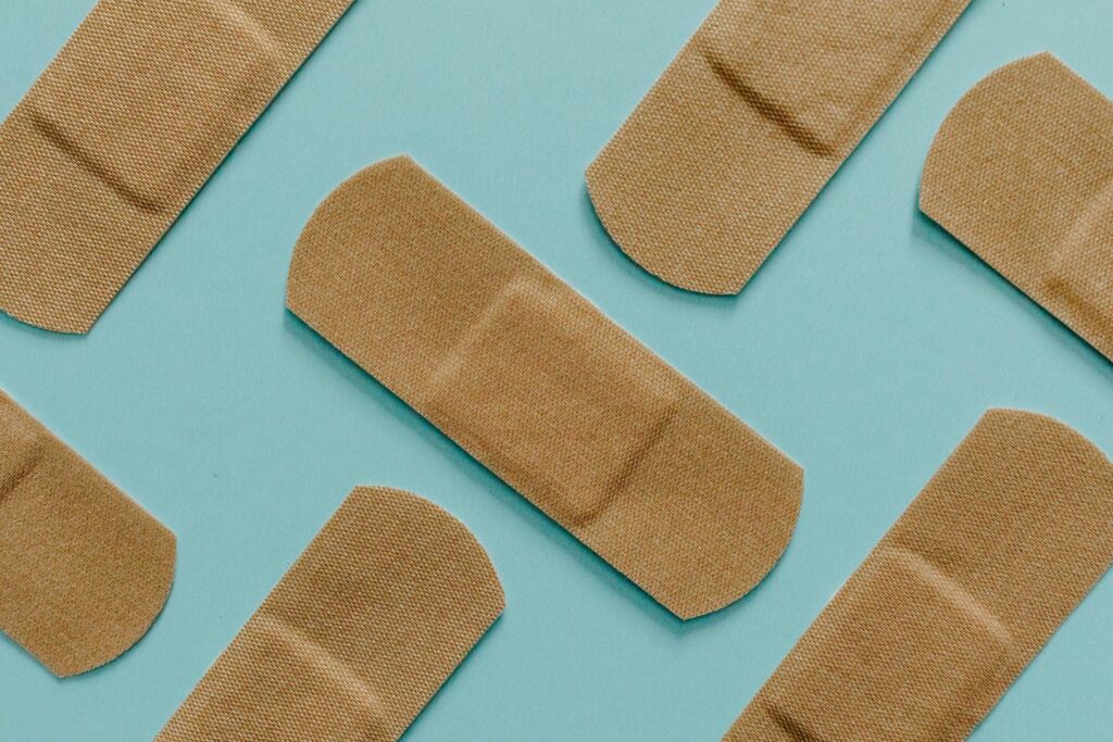 BAND-AID bandages in a grid pattern
