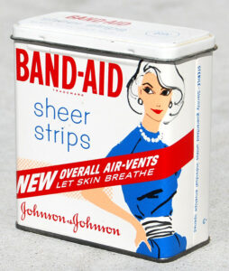 Vintage tin packaging for BAND-AID sheer strips