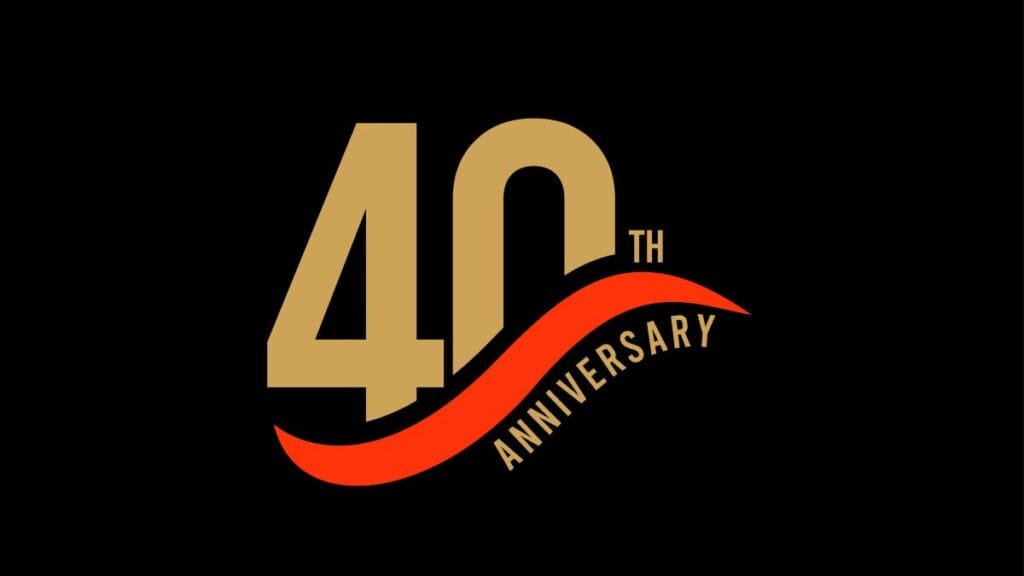 Rebranded logo celebrating a 40-year business anniversary